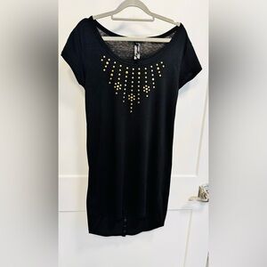 Embellished Black Short Sleeve Tunic
